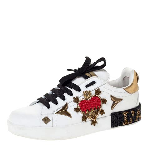 dolce gabbana white sneakers|dolce and gabbana embellished sneakers.